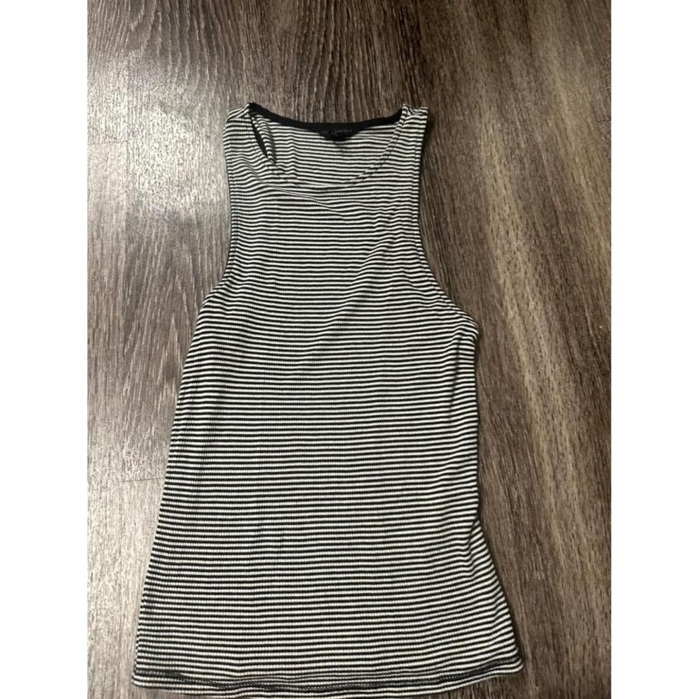 Aeropostale Striped Tank Top Racerback Casual Sleeveless Black White